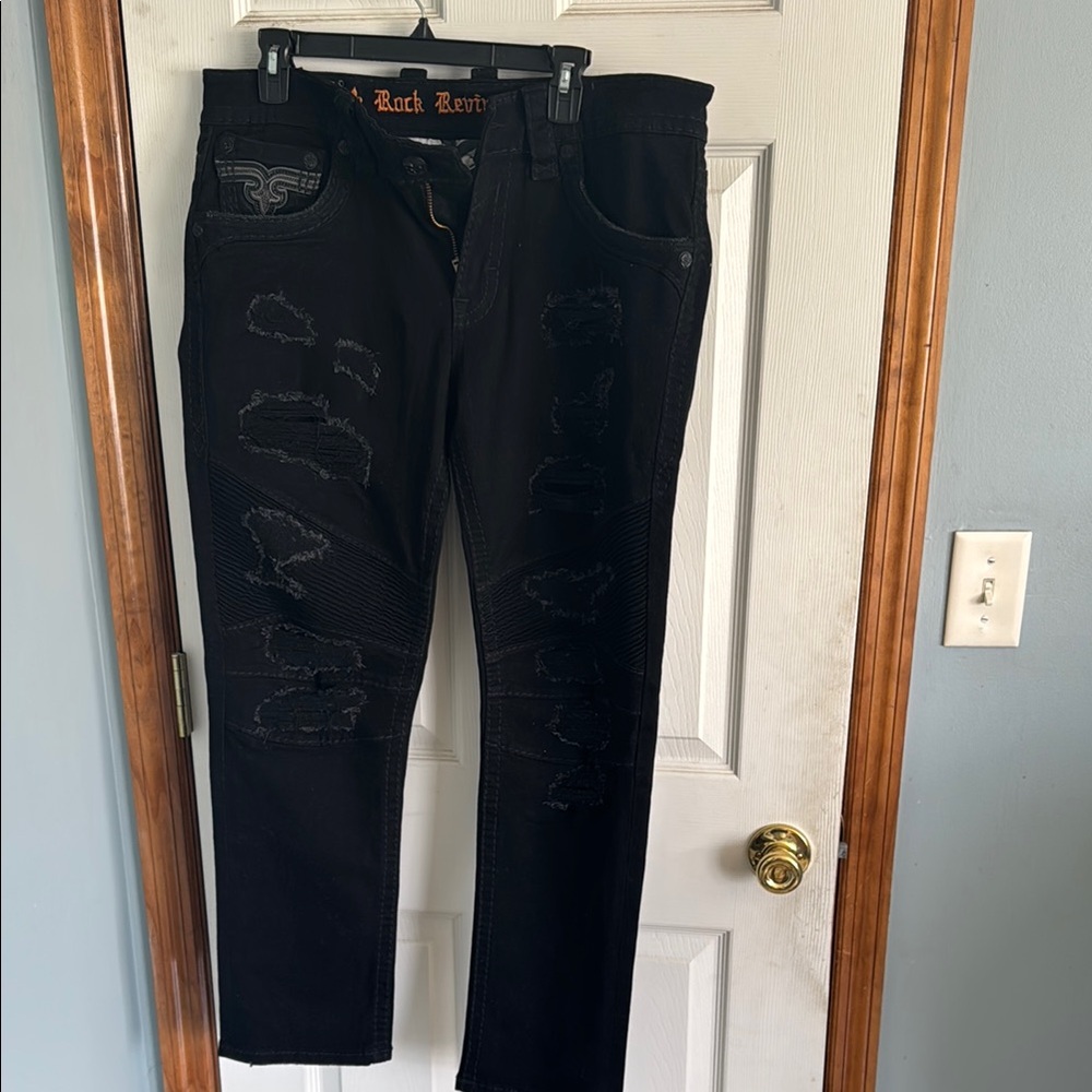 Rock Revival Men's Black Distressed Jeans